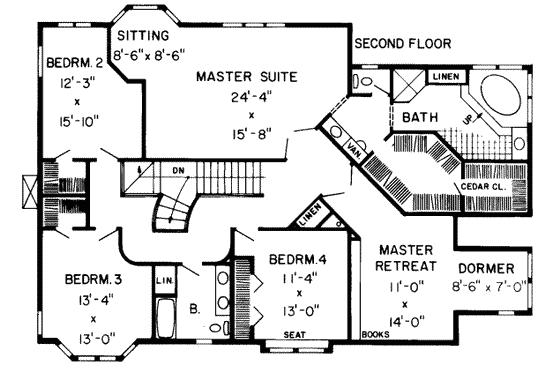 Floor Plan - Upper Floor for Country House Plan #312-245 - 4 bed, 2.5 bath