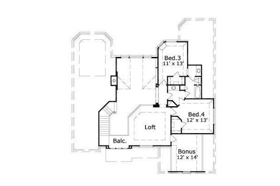 Floor Plan - Upper Floor for Traditional House Plan #411-275 - 4 bed, 3 bath