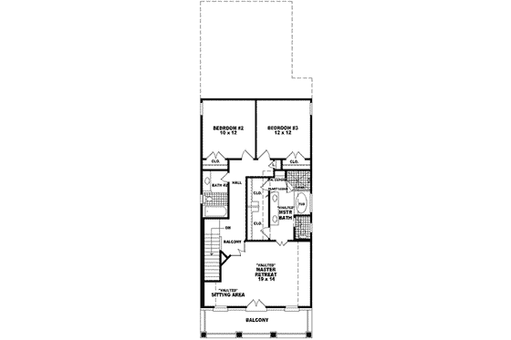 Floor Plan - Upper Floor for Southern House Plan #81-446 - 3 bed, 2.5 bath
