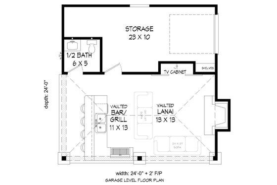 Floor Plan - Main Floor for Country House Plan #932-236, 0.5 bath