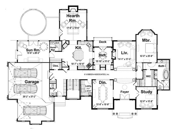 Dream House Plan - Floor Plan - Main Floor for Farmhouse House Plan #928-422 - 5 bed, 5.5 bath