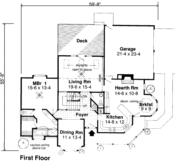 Floor Plan - Main Floor for Traditional House Plan #312-233 - 4 bed, 3.5 bath