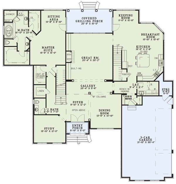 House Blueprint - European Floor Plan - Main Floor Plan #17-577