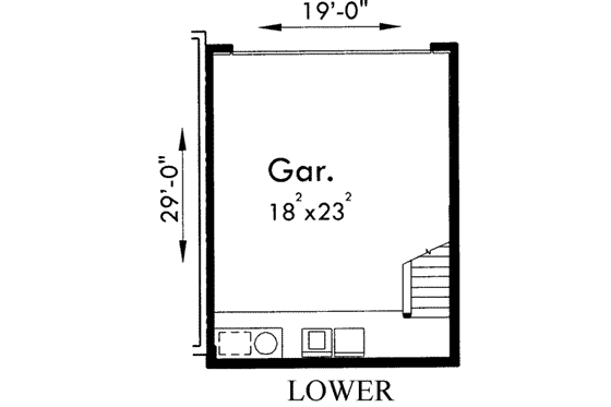 Floor Plan - Lower Floor for Traditional House Plan #303-357 - 2 bed, 2.5 bath