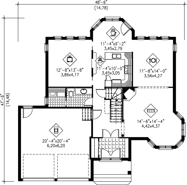 Traditional Style House Plan - 3 Beds 1.5 Baths 2502 Sq/Ft Plan #25 ...