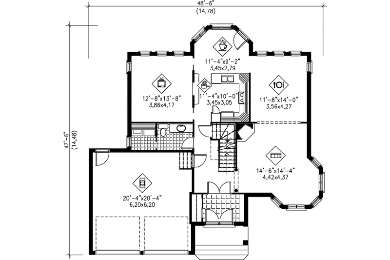Home Plan - Floor Plan - Main Floor for Traditional House Plan #25-2064 - 3 bed, 1.5 bath