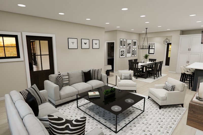 House Design - Interior - Family Room 1 for Farmhouse House Plan #51-1395 - 3 bed, 2.5 bath