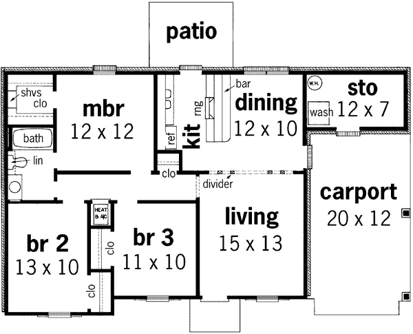 Home Plan - Ranch Floor Plan - Main Floor Plan #45-233