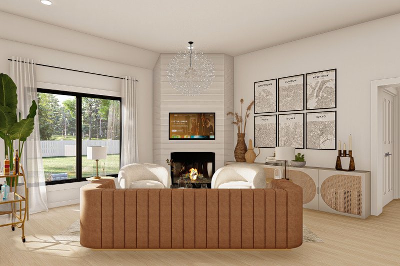Home Plan - Interior - Family Room for Farmhouse House Plan #455-224 - 3 bed, 2 bath