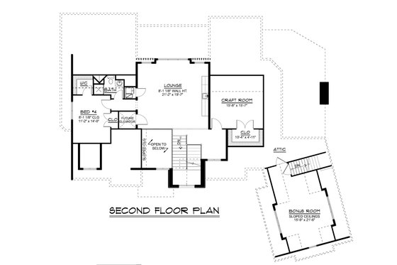 Floor Plan - Upper Floor for Craftsman House Plan #1064-315 - 2 bed, 2.5 bath