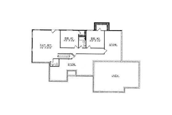 Floor Plan - Lower Floor for Ranch House Plan #70-351 - 3 bed, 3.5 bath