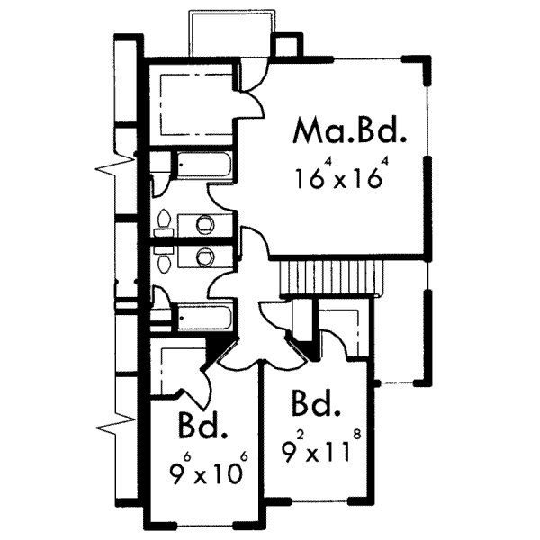 Floor Plan - Upper Floor for Traditional House Plan #303-378 - 3 bed, 2.5 bath
