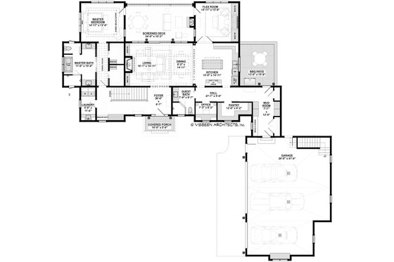 Floor Plan - Main Floor for Farmhouse House Plan #928-357 - 4 bed, 3 bath
