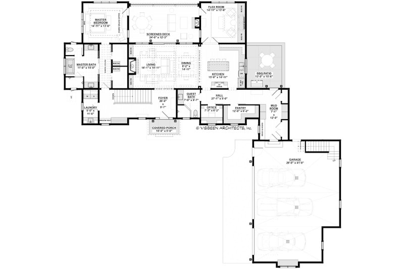 Architectural House Design - Floor Plan - Main Floor for Farmhouse House Plan #928-357 - 4 bed, 3 bath