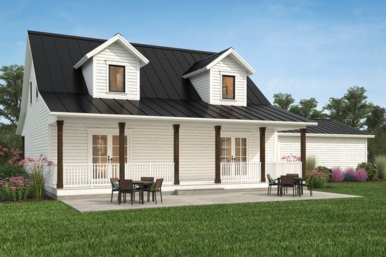 Exterior - Rear Elevation for Farmhouse House Plan #497-64 - 3 bed, 3.5 bath