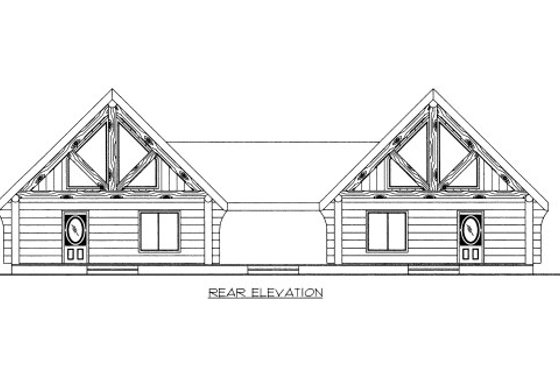 Exterior - Rear Elevation for Log House Plan #117-590 - 1 bed, 1 bath