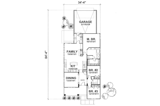 Floor Plan - Main Floor for Cottage House Plan #50-125 - 3 bed, 2 bath