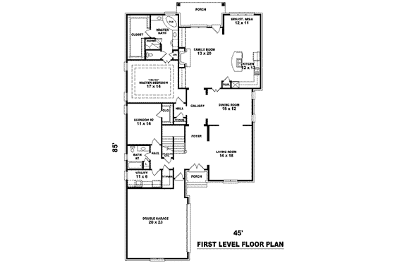 Floor Plan - Main Floor for European House Plan #81-1236 - 4 bed, 3 bath