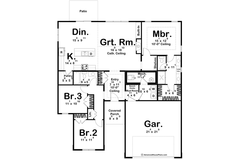 House Plan Design - Floor Plan - Main Floor for Modern House Plan #455-397 - 3 bed, 2 bath