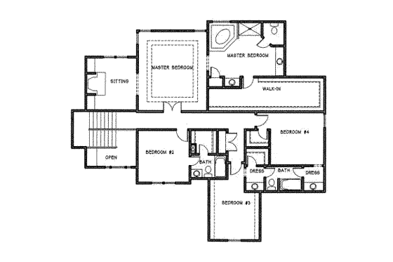 Floor Plan - Upper Floor for Traditional House Plan #6-143 - 4 bed, 3.5 bath