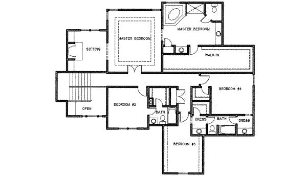 Traditional Floor Plan - Upper Floor Plan #6-143