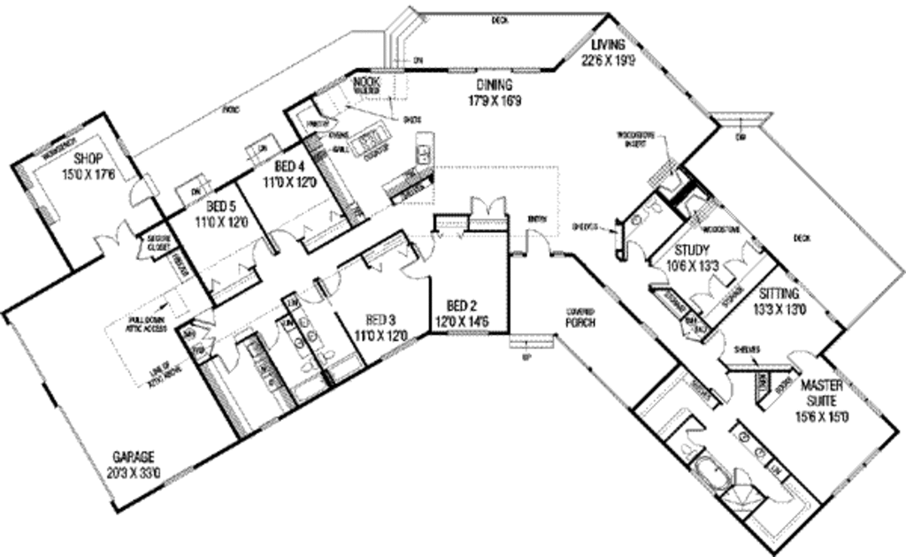 Ranch Style House Plan 5 Beds 3 5 Baths 31 Sq Ft Plan 60 480 Houseplans Com