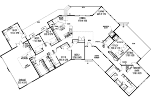 Floor Plan - Main Floor for Ranch House Plan #60-480 - 5 bed, 3.5 bath