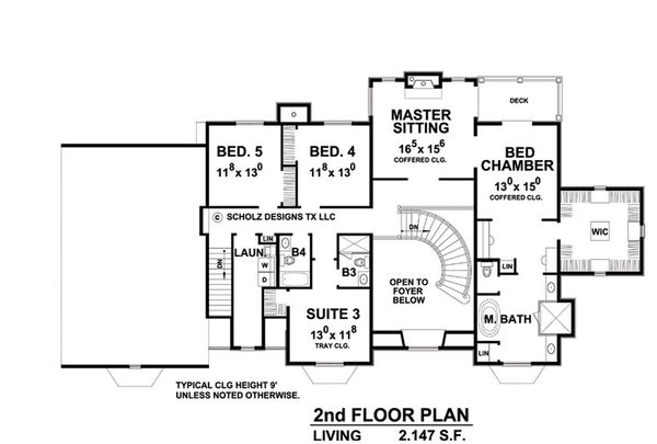 House Plan Design - European Floor Plan - Upper Floor Plan #20-2210