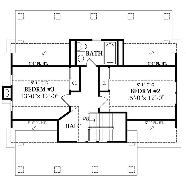 Craftsman Floor Plan - Upper Floor Plan #456-5