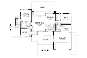 Floor Plan - Main Floor for Modern House Plan #48-460 - 2 bed, 2 bath