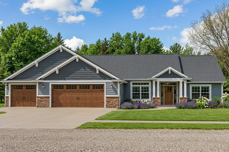 House Blueprint - Exterior - Front Elevation 2 for Ranch House Plan #1064-43 - 3 bed, 2.5 bath
