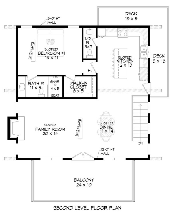 Modern Floor Plan - Upper Floor Plan #932-954