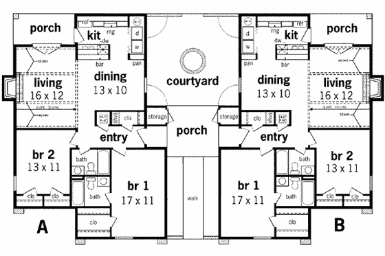 Floor Plan - Main Floor for Modern House Plan #45-223 - 2 bed, 2 bath