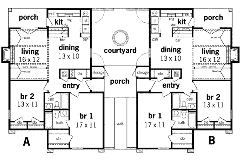 Dream House Plan - Floor Plan - Main Floor for Modern House Plan #45-223 - 2 bed, 2 bath