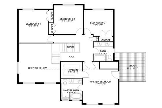 Floor Plan - Upper Floor for Craftsman House Plan #1060-66 - 4 bed, 2.5 bath