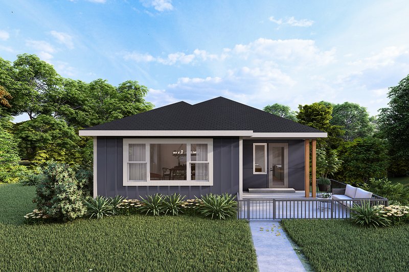 House Blueprint - Prairie Exterior - Front Elevation Plan #124-1418