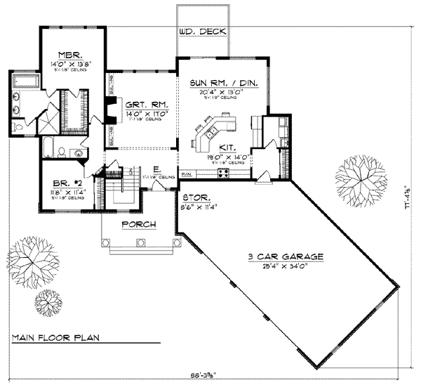 House Plan Design - Traditional Floor Plan - Main Floor Plan #70-805