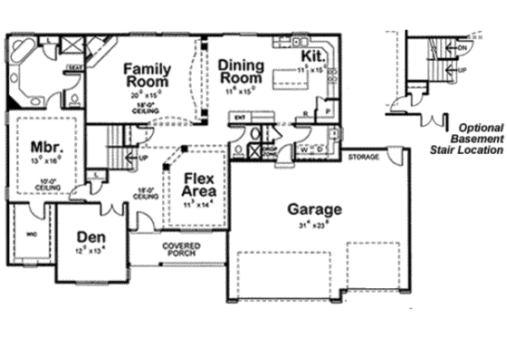 Floor Plan - Main Floor for Traditional House Plan #20-1773 - 4 bed, 3 bath