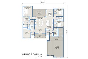 Floor Plan - Main Floor for Farmhouse House Plan #1103-4 - 3 bed, 2.5 bath