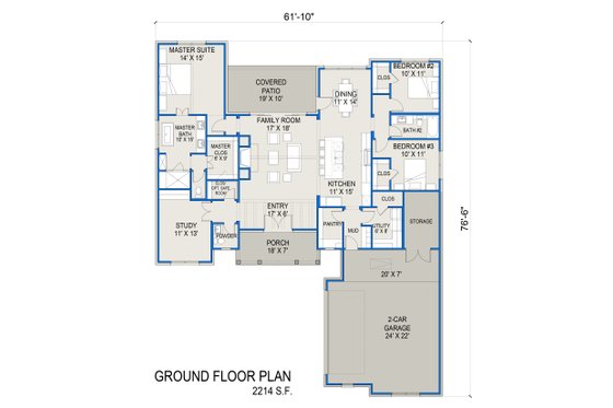 Floor Plan - Main Floor for Farmhouse House Plan #1103-4 - 3 bed, 2.5 bath