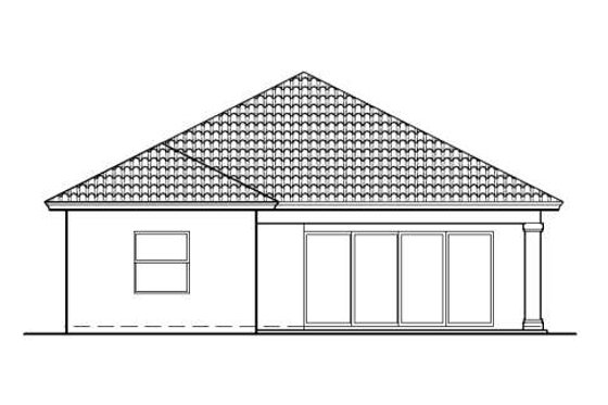 Exterior - Rear Elevation for Mediterranean House Plan #27-345 - 2 bed, 2 bath