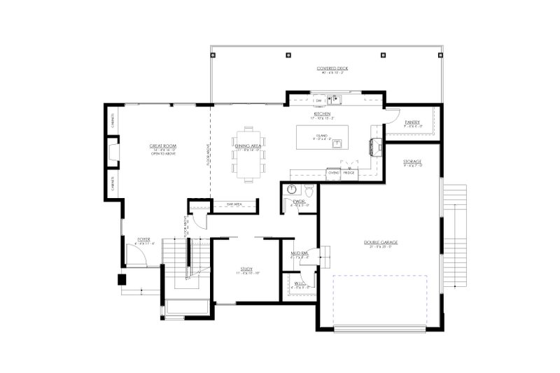 Home Plan - Floor Plan - Main Floor for Prairie House Plan #1114-75 - 3 bed, 2.5 bath