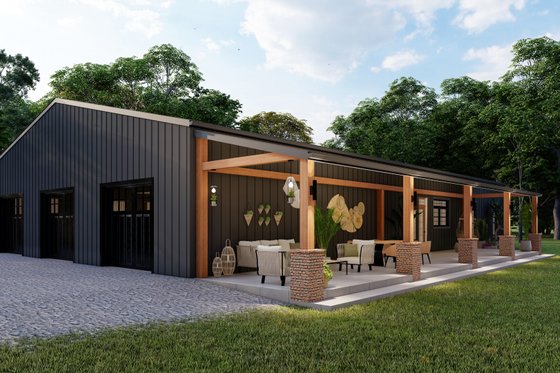 Exterior - Rear Elevation for Barndominium House Plan #1117-4 - 5 bed, 2.5 bath