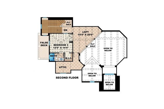 Floor Plan - Upper Floor for European House Plan #27-471 - 3 bed, 3.5 bath
