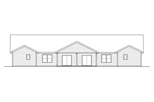 Exterior - Rear Elevation for Ranch House Plan #124-1298 - 6 bed, 4 bath