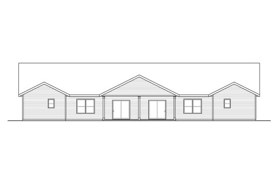 Exterior - Rear Elevation for Ranch House Plan #124-1298 - 6 bed, 4 bath
