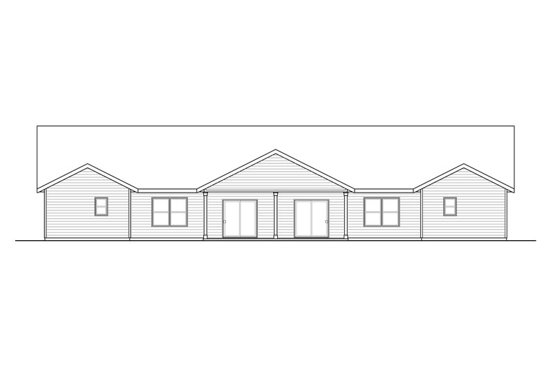 House Blueprint - Exterior - Rear Elevation for Ranch House Plan #124-1298 - 6 bed, 4 bath