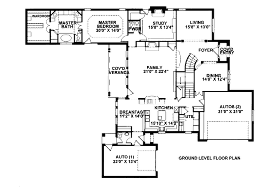 Floor Plan - Main Floor for European House Plan #141-358 - 4 bed, 4.5 bath
