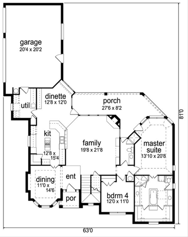 House Design - Traditional Floor Plan - Main Floor Plan #84-557