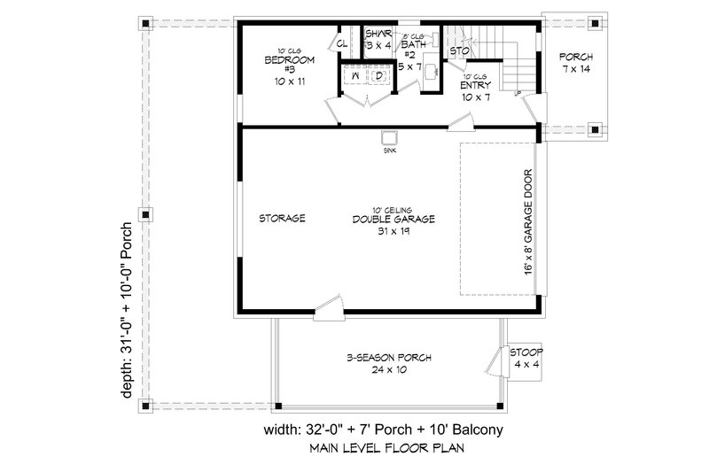 Modern Style House Plan - 3 Beds 2 Baths 1559 Sq/Ft Plan #932-564 ...